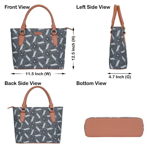 Handcrafted Olive Green Print Fabric Top Handle Handbag, Ladies Satchel Purse - Picture 3 of 11